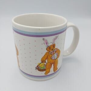 Schmid vintage Teddy Bear Easter Bunny‎ With Basket Mug Gordon Fraser 1985